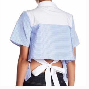 Lea & Viola Tie Back Cropped Shirt